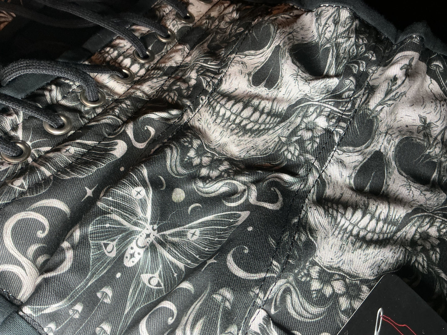 Black and White Skull Fabric Underbust