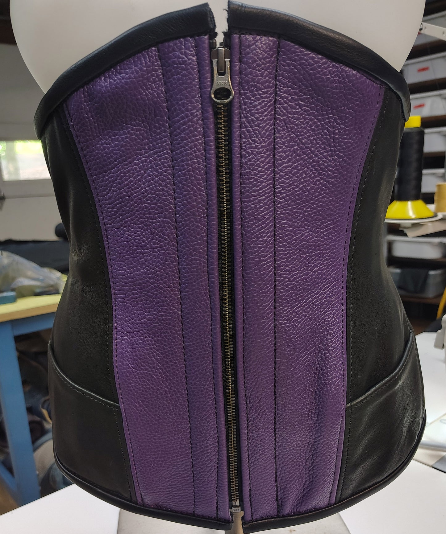Purple and Black Leather Underbust