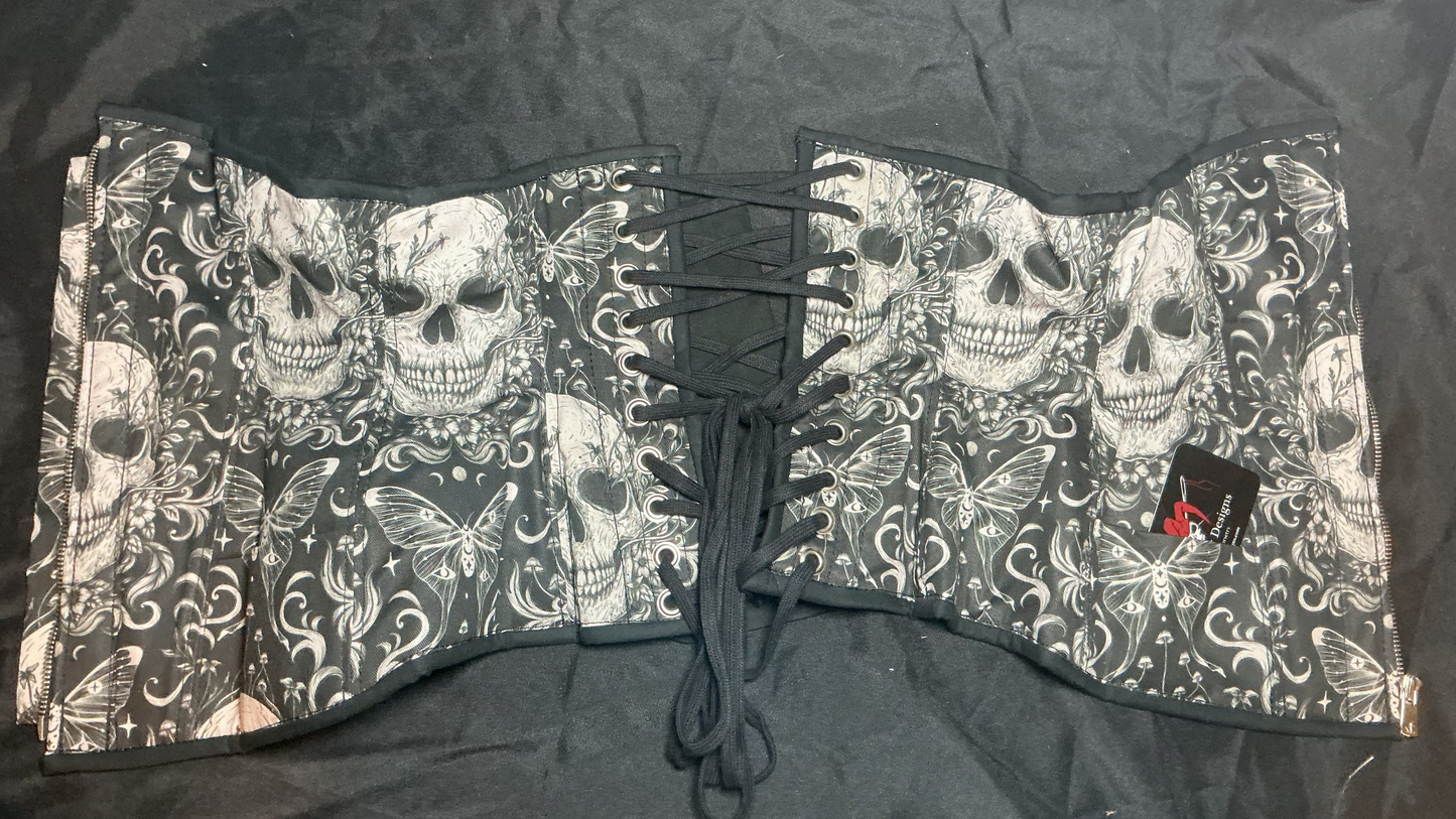 Black and White Skull Fabric Underbust