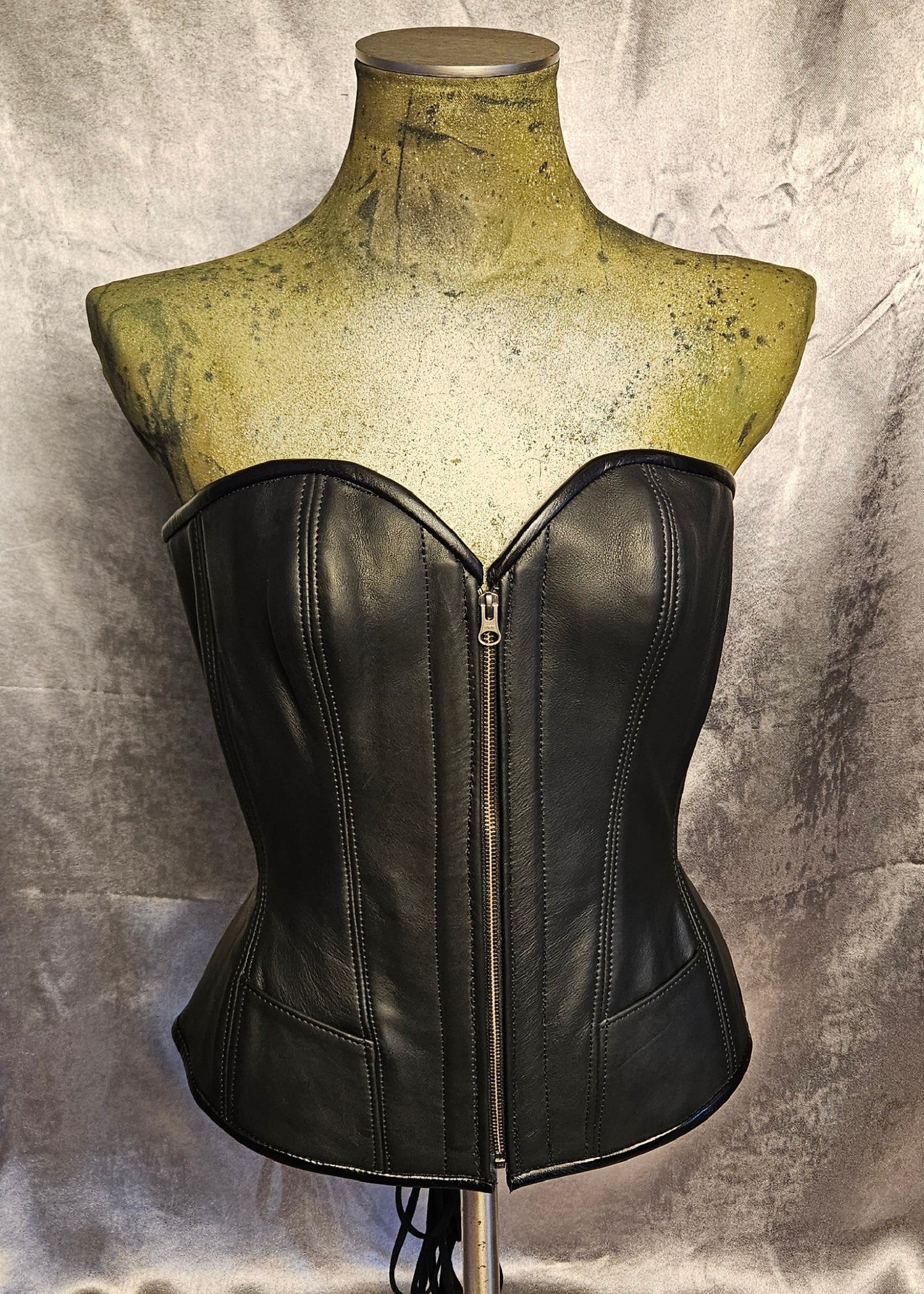 Classic Black Leather Overbust