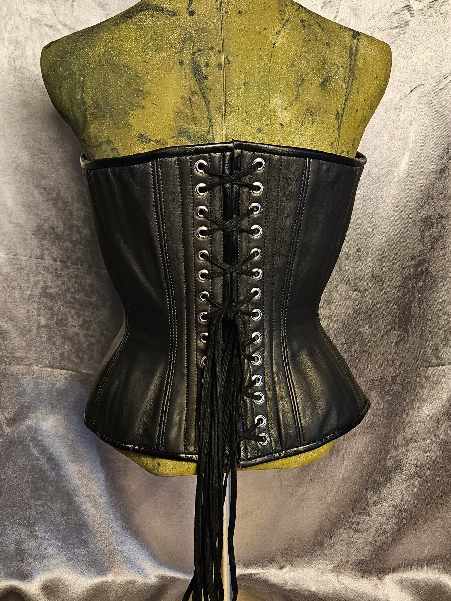 Classic Black Leather Overbust