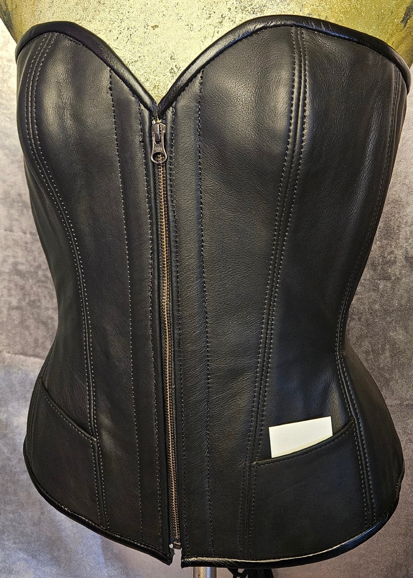 Classic Black Leather Overbust