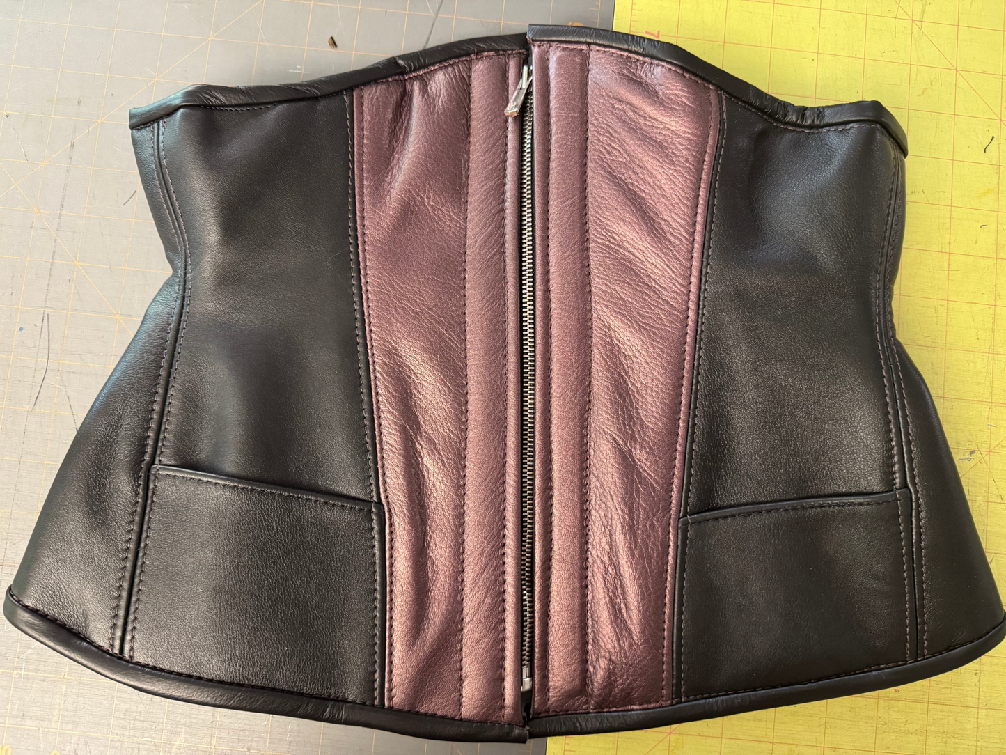 Metallic Purple and Black Leather Underbust