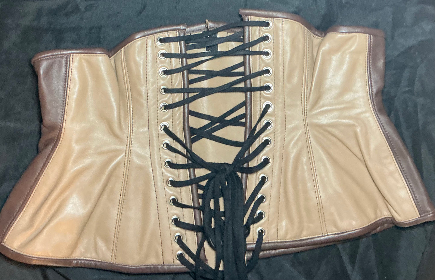 Deep Brown and Tan Leather Underbust