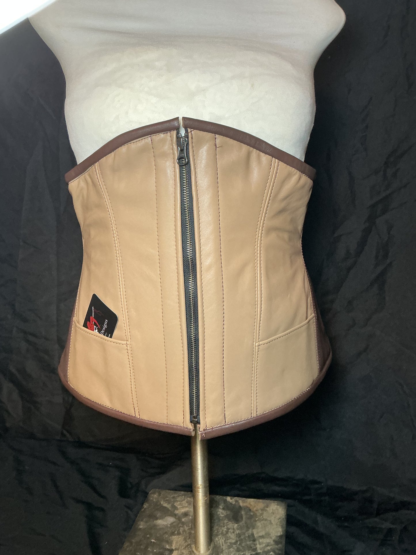 Deep Brown and Tan Leather Underbust
