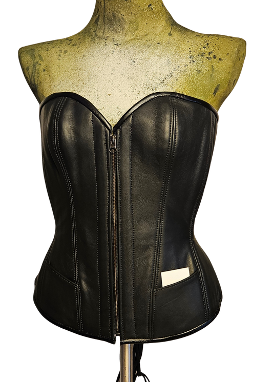 Classic Black Leather Overbust